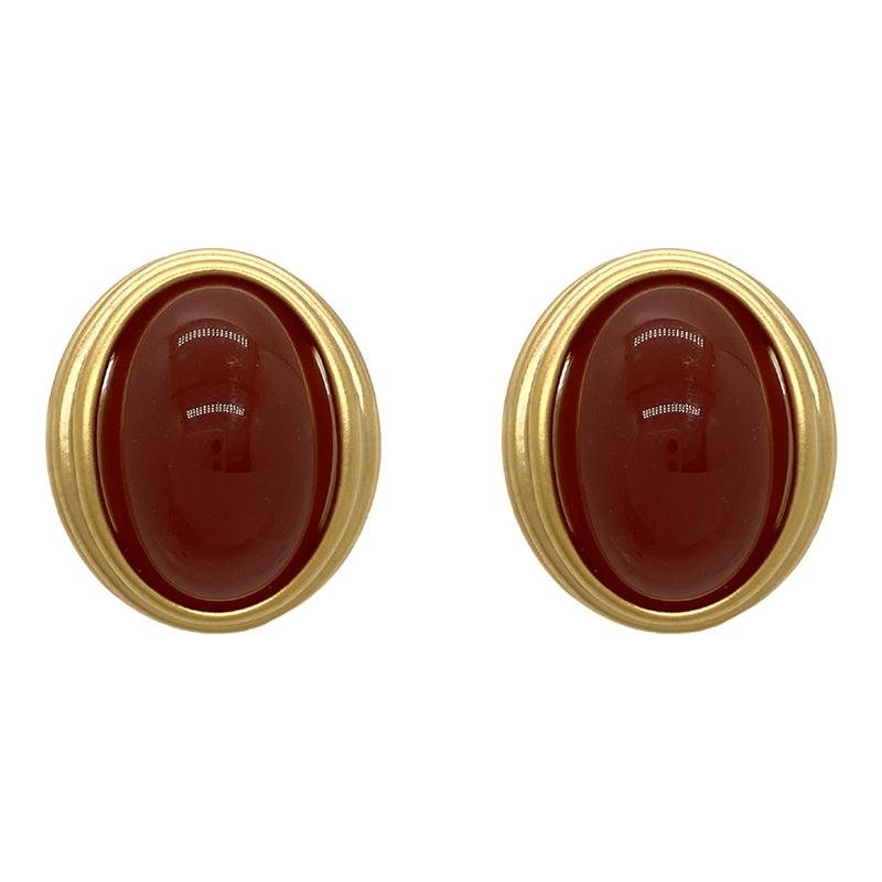 Vintage French Style Acrylic Oval Dangle Earrings for Women