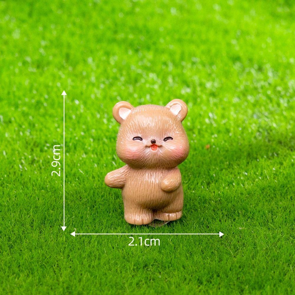 Kids Toy Camping Tiny Brown Bear Statue Resin Mini Animals Scene Model  Home Decoration