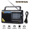 Portable FM/AM/SW Radio Full Band Radio Receiver TF USB MP3 Music Player with 3.5mm Headphone Jack Support AC 220V/3*D Battery