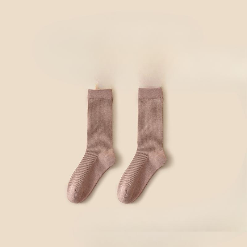 Женские утолщенные спортивные носки из чистого хлопка однотонной расцветки на весну и осень
