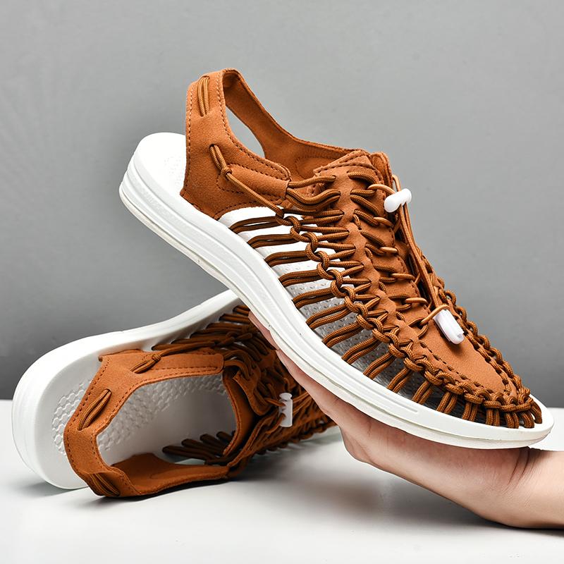 Fashion Summer Elastic Sandals Woven Belt Slippers Men Outdoor Soft-soled Sports Sandals Non-slip Shoe Fashion Casual Shoes Beach Sandal