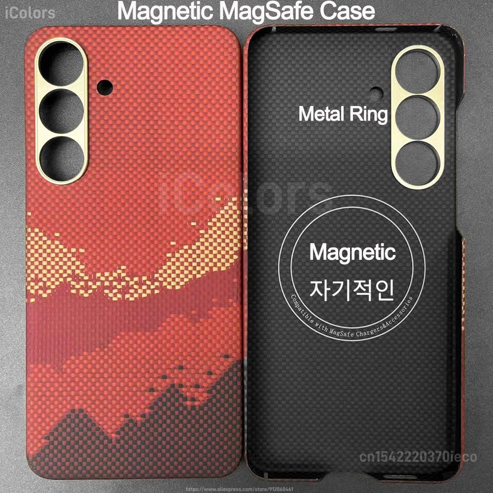 Магнитный чехол MagSafe для Samsung Galaxy S25 FE Покрытие из арамидного углеродного волокна Ультратонкий Легкий Бронированный Защитный Чехол
