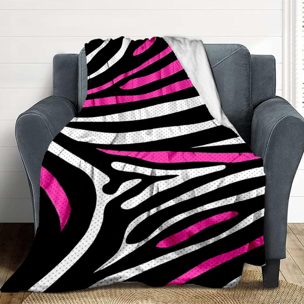 Pink Zebra Flannel Blanket Throw Blanket Soft Warm Sofa Bed Camping Car home Decor Unique Christmas Gift C9301777