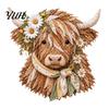 Highland Cow Sewing Kit 3D Layered Fabric Art DIY for Adults, Beginner-Friendly Collage Crafting Materials Quilt Craft Set, Handmade Farmhouse