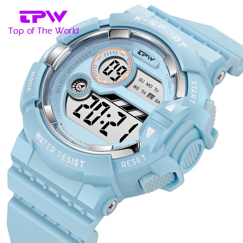 Женские цифровые светодиодные часы, водонепроницаемые студенческие спортивные электронные часы, многофункциональные наручные часы для девочек