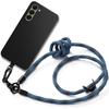 Phone Case - BOOLING - for Samsung Galaxy S23 - Black Silicone - Removable Blue Lanyard - Shockproof