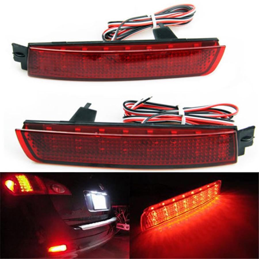 2 Pcs 12V Car Rear Bumper LED Reflector Red Lens Tail Brake Lamp FX35/FX37/FX50