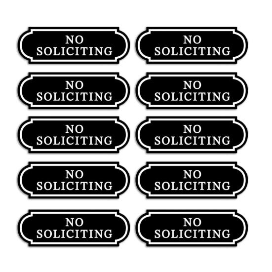 10Pcs Small No Soliciting Signs Self-adhesive Stickers Waterproof PVC Fade-Resistant No Solicitation Stickers