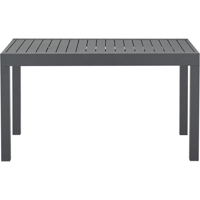 Table de jardin extensible rectangulaire 6 à 10 personnes - Structure aluminium - L 135-270 x P 90 x H 75 cm - Gris foncé