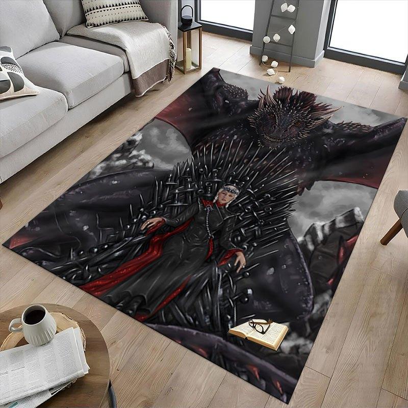 1pc Fire and Blood Office Carpet Chair Mats, Home Decor Mat | Fantasy Theme Mat | Durable Mat, Dragon DecorB23