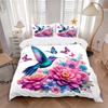 3pcs Hummingbird with Vibrant Blue Wings Quilt Cover Set (1 Quilt Cover + 2 Pillowcases Without Pillow Core), High-Definition Printing for Home a