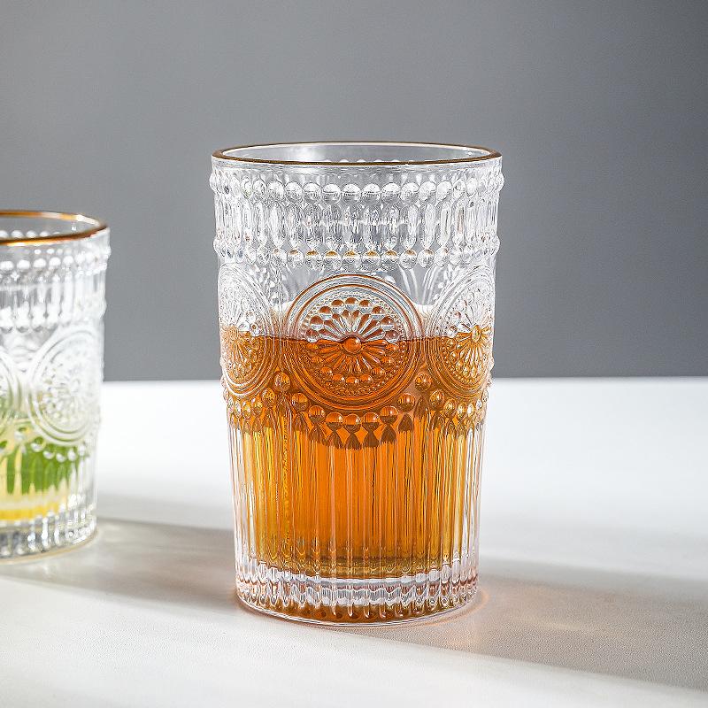 Бокал для вина Nordic Personality Trend Cups Vintage Drinkware Retro Relief Glass Water Cup Creative Milk Breakfast Tea Coffee Cup