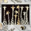 4pcs Giraffe Placemats, Imitation Linen Material, Rectangular, Hand Washable, 30.48X 45.72Inch, Suitable for Restaurant, Kitchen, Party, And Home