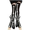 Fashion Halloween Long Skeleton Gloves Long Skeleton Socks 2PC Terror Suit
