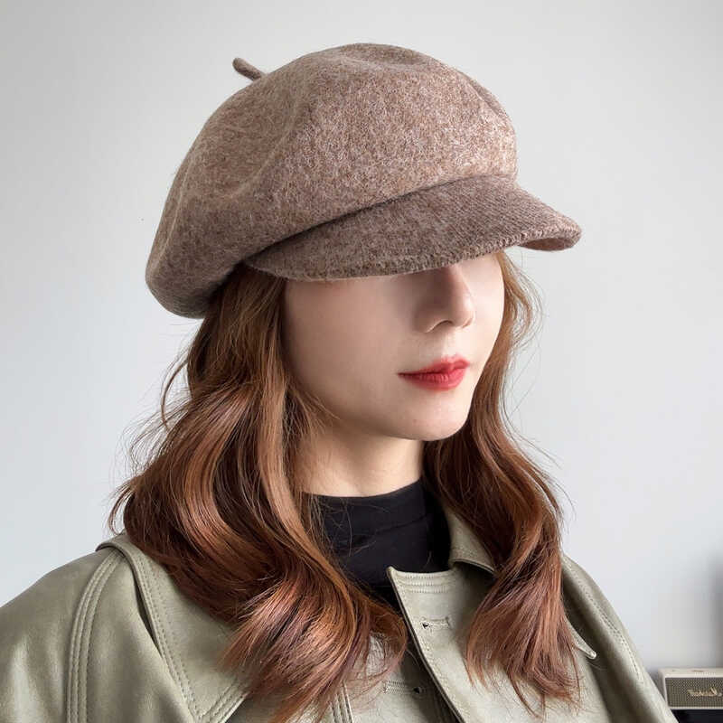 Молочно-белый шерстяной берет, детская осенне-зимняя шапка для газетчика, показывающая лицо, маленькая универсальная шапка художника