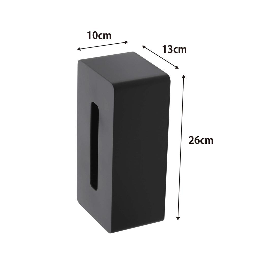 Yamazaki Jitsugyo 4002 Magnetic Tissue Case Black W26 x D13 x H10cm Tower Moisturizing Tissue Kitchen Paper Compatible with Paper Boxes up to Height