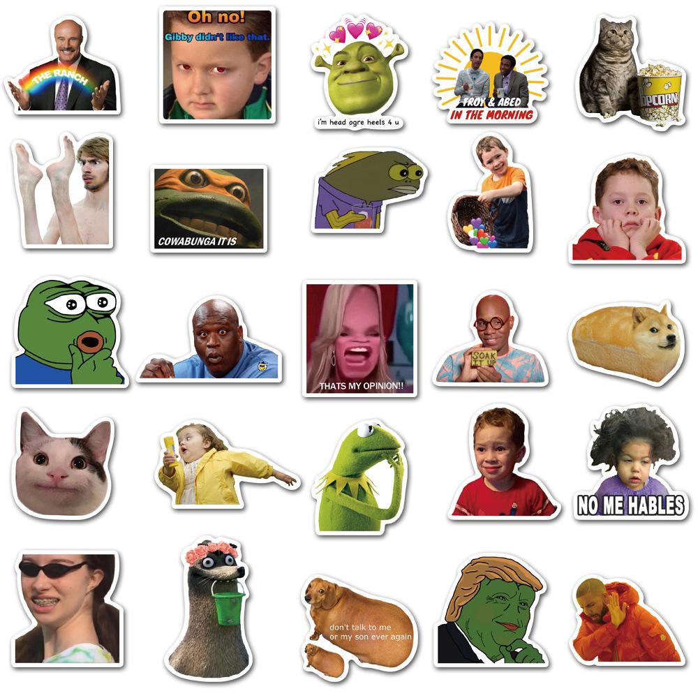 Забавный кот-мем, крутая наклейка, мотоциклетный ноутбук, телефон, чемодан, ноутбук, автомобильная бутылка, игрушка, модная наклейка, наклейка, игрушка