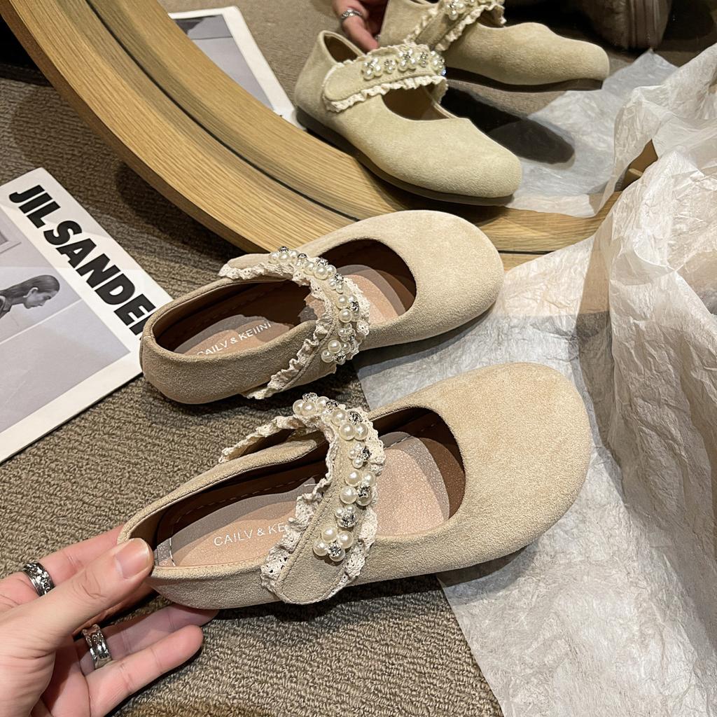 Универсальные однобортные туфли на плоской подошве со стразами и круглым носком, женские туфли на весну и осень 2025 года, юбка в стиле ретро с мягкой подошвой