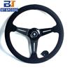 N 14inch Steering Wheel Car Sport Deep Dish Perforated Leather/Suede Steering Wheels 350mm Red Line 3 spoke
