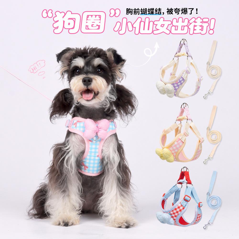 Dog Chest Strap Bow Soft Comfortable Sweet Dogs Traction Rope Puppy Accessories for Small Dogs Dog Harness