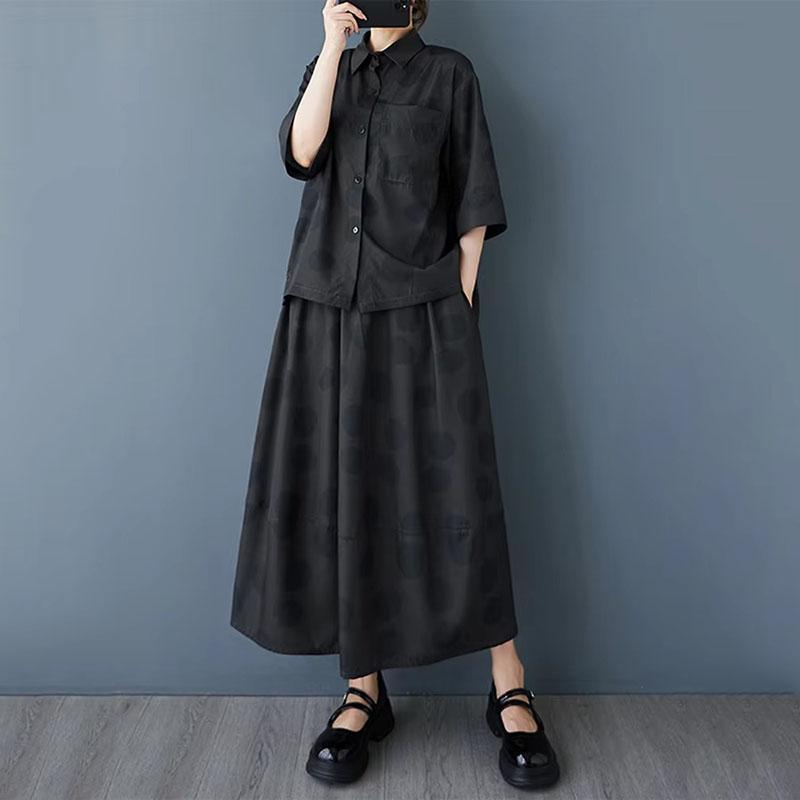 Xitao Polka Dot Print Pocket Patchwork Female Dress Set HQQ2486