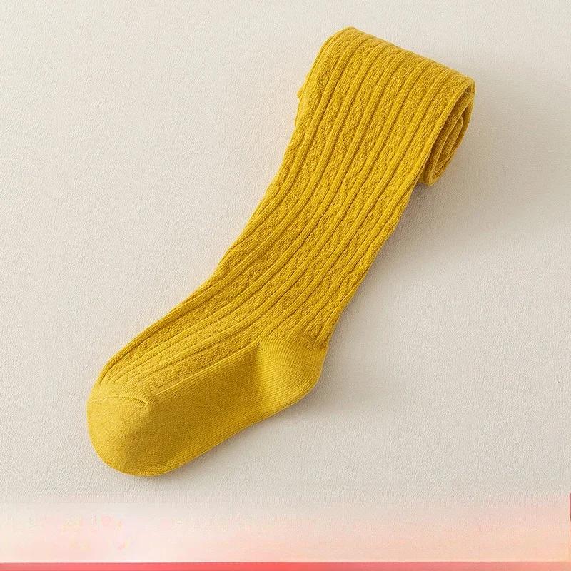 Новые весенне-осенние колготки для девочек с узором «перекрутки» для детей 0-6 лет, детские носки однотонного цвета с акулами, сочетающиеся с юбкой, корейская версия