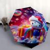 1pc Hello Kitty Christmas Edition Automatic Opening/Closing Umbrella - Portable Three-Fold Design with 8-Bone Iron Frame, Perfect for Festivals, Trave