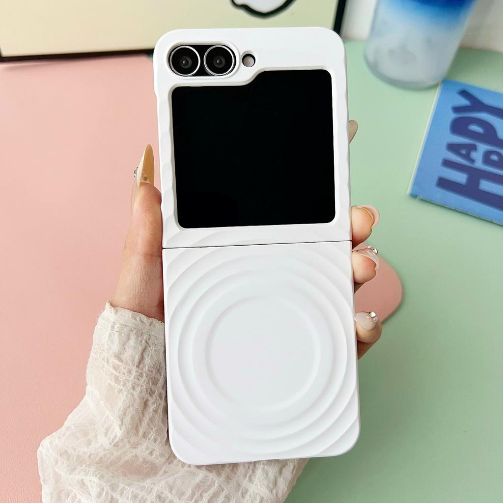 For Samsung Galaxy Z Flip7 FE 5G/Z Flip6 5G/Flip5 5G Magnetic Case Skin-Touch Wave Texture Hard PC Phone Cover