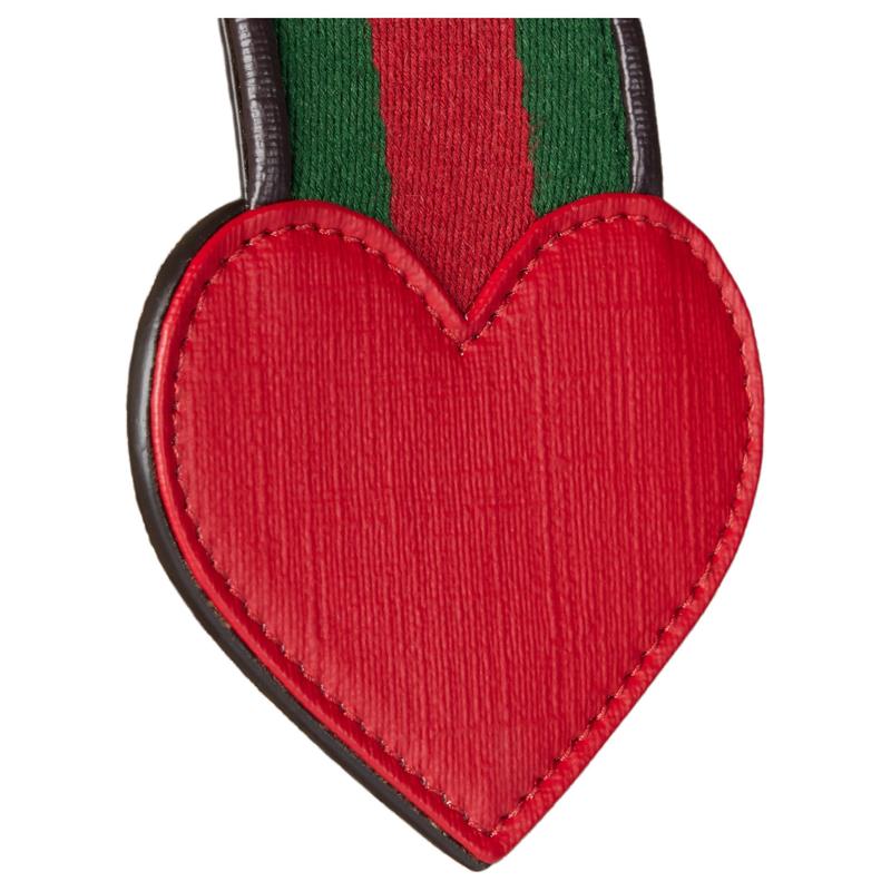 Gucci GG Supreme Heart-shaped Detailed Mesh Stripes Canvas Hand Shoulder Bag Children's Beige and Dark Brown