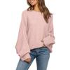 Women's Round Neck Solid Color Loose Knitted Long-sleeved Top