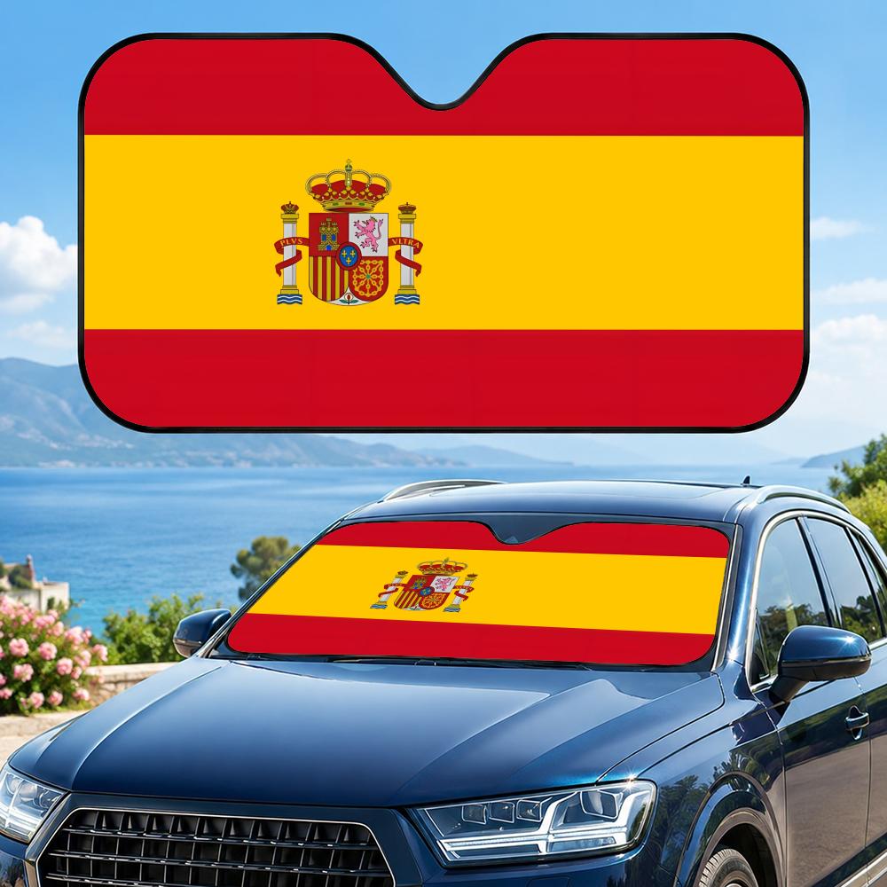 Spain flag Sun Visor Sun Visor Car Windshield Sunshade UV Protection Reflective Foldable Heat Insulation Cover