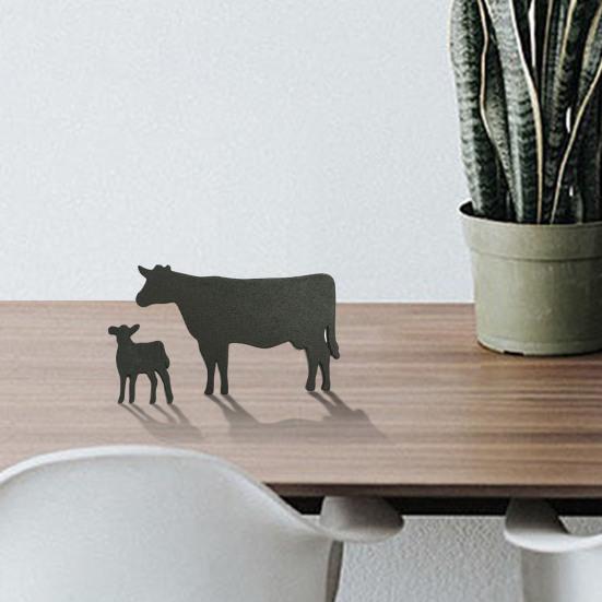 Black Cow Wooden Decoration Farmhouse Rustic Cattle Sign Home Office Living Room Desktop Table Farm Animal Ornament Birthday Christmas Gift