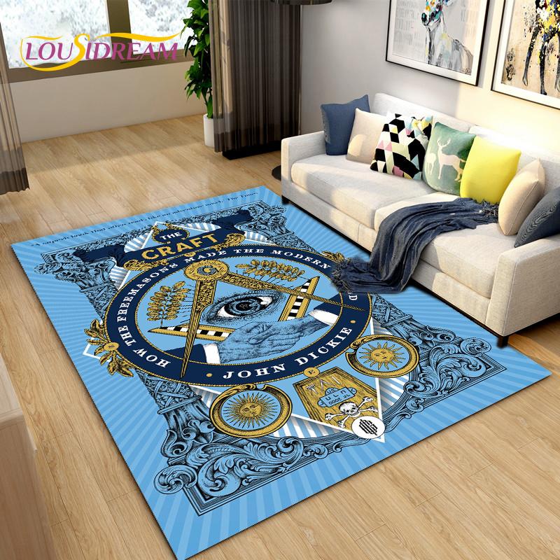 Masonic Carpet Freemason Illuminati Ring Area Rug Large,Carpet All Seeing Eye Rugs Carpets for Living Room,Fitness Pet Floor Mat