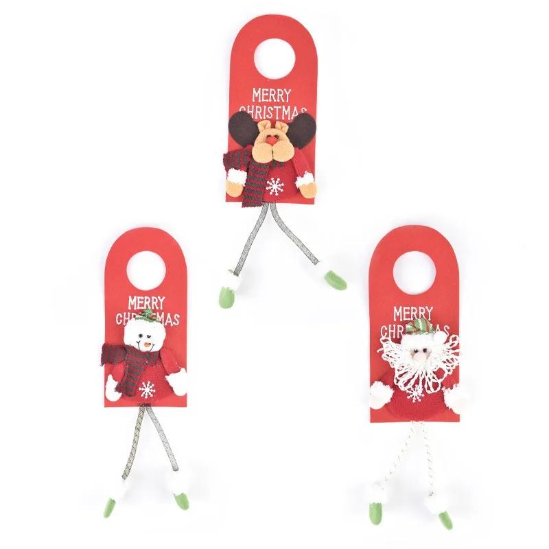 New Christmas Fabric Door Hanging Banner Long Leg Santa Claus Snowman Elk Doll Xmas Mall Window Decir Merry Christmas Ornaments