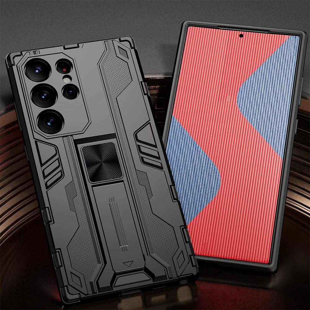 KEYSION Противоударный чехол для Samsung S24 Ultra 5G S24 + Plus, силиконовый + чехол-подставка для телефона из ПК для Galaxy S23 S22 Ultra S21 FE 5G