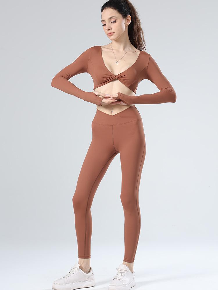 Женская стильная весенняя одежда для йоги — с коротким и длинным рукавом, с накладкой на грудь, удобная и сексуальная одежда для фитнеса