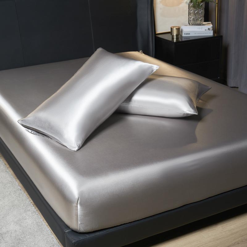 UPzo 3 предмета Роскошная сатиновая однотонная простыня на резинке и наволочка Высококлассные регулируемые чехлы на матрас 4 угла с резинкой