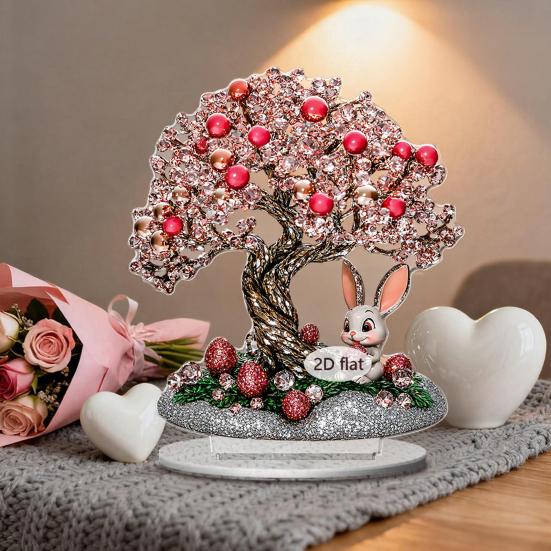Easter Bunny Acrylic Table Sign 2D Flat Colorful Eggs Rabbit Decoration Home Living Room Valentine's Day
