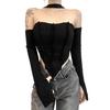 Sexy Wrapped Chest Strap Long Sleeve Blouse Slim Fit Cropped Top Ladies Halter Camisole Fashion