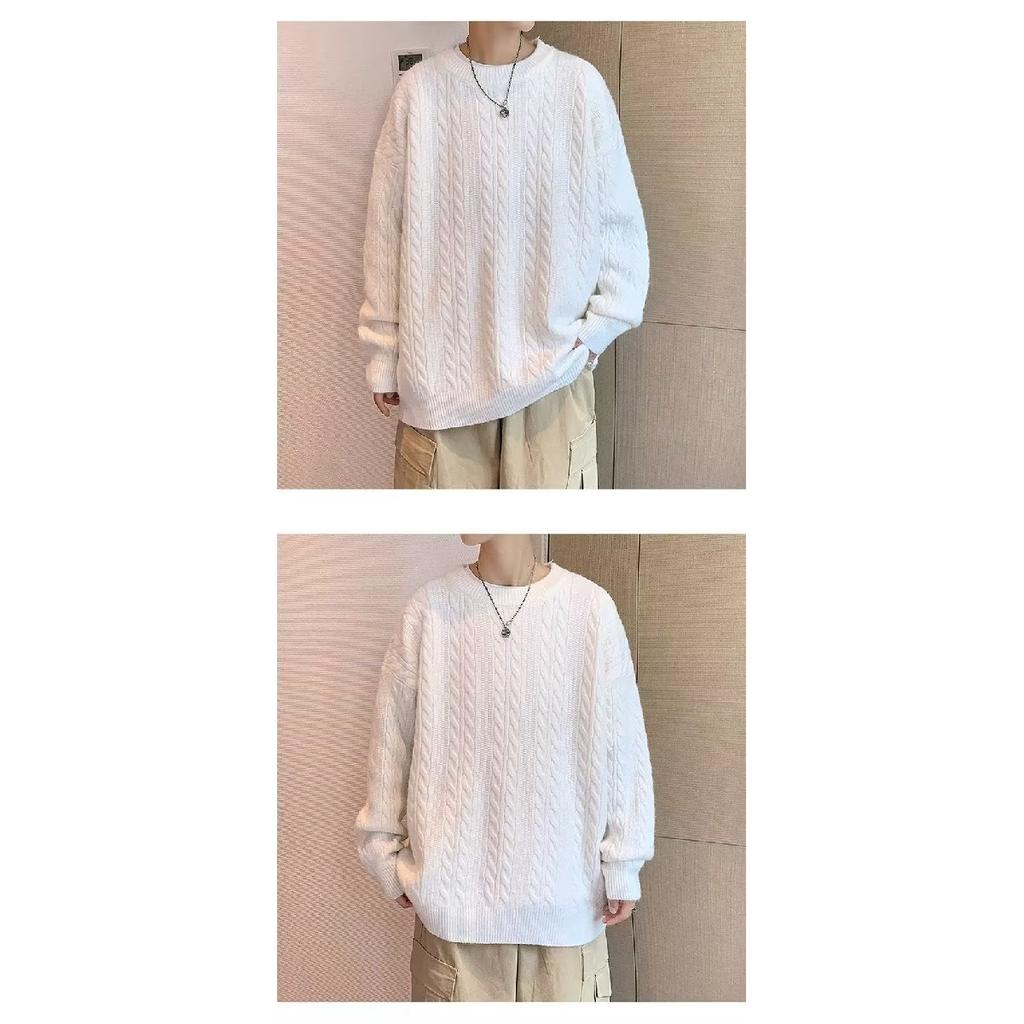 Мужской свободный свитер осень и зима новый свитер с круглым вырезом однотонный повседневный свитер пуловер топ для мужчин