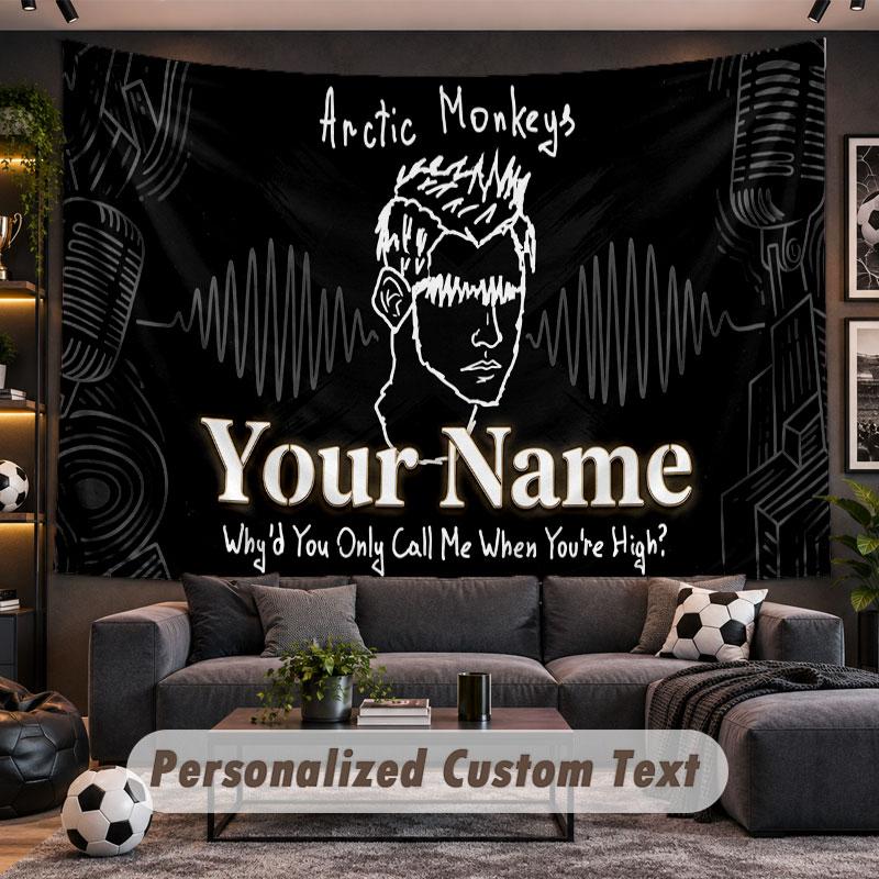 Wall Hanging Tapestry Custom NameArctic Monkeys Pattern Personalized Printed Fabric Wall Decor