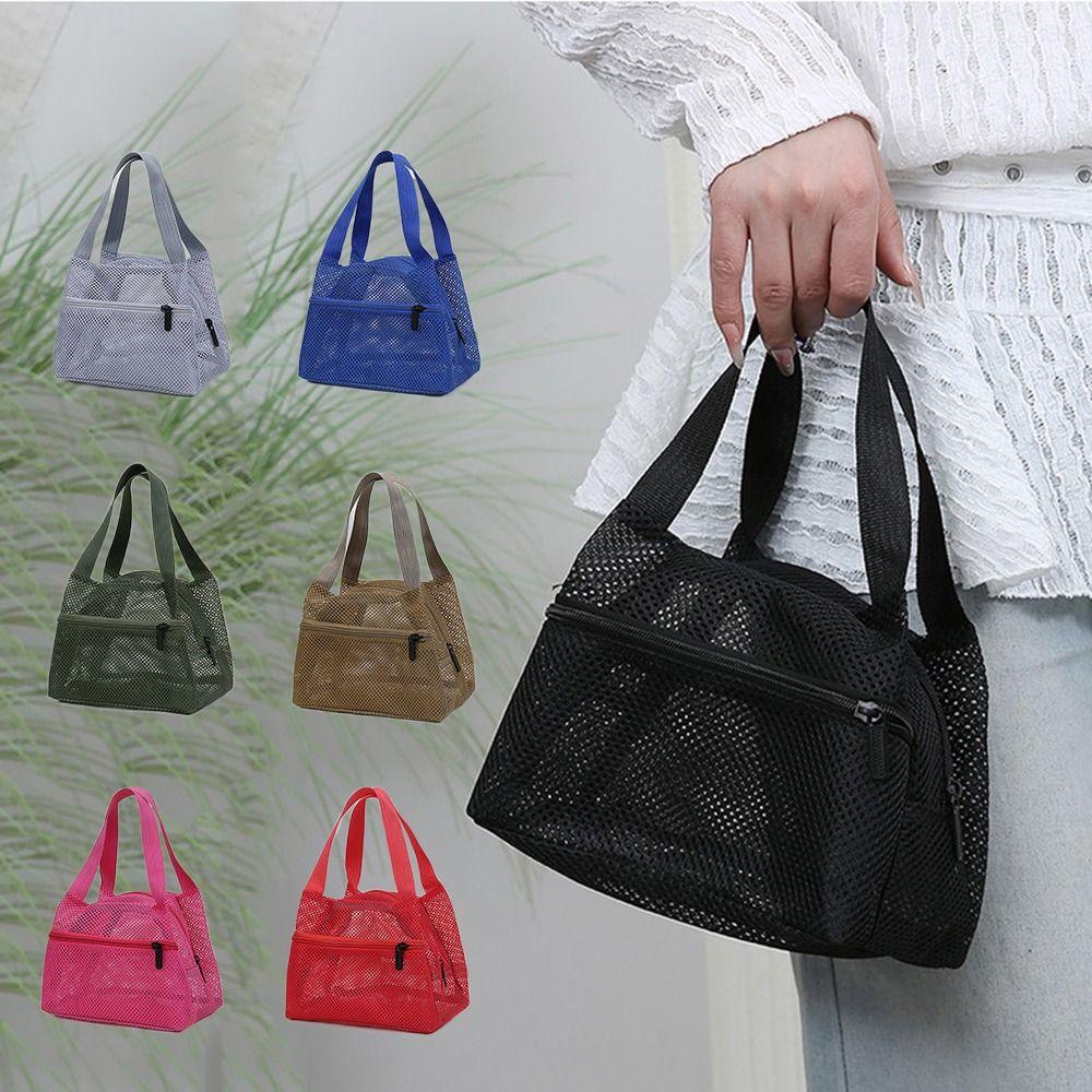Multifunctional Mesh Beach Bag Clear Travel Wash Bag Tote Handbag Shower Cosmetic Bag Bath