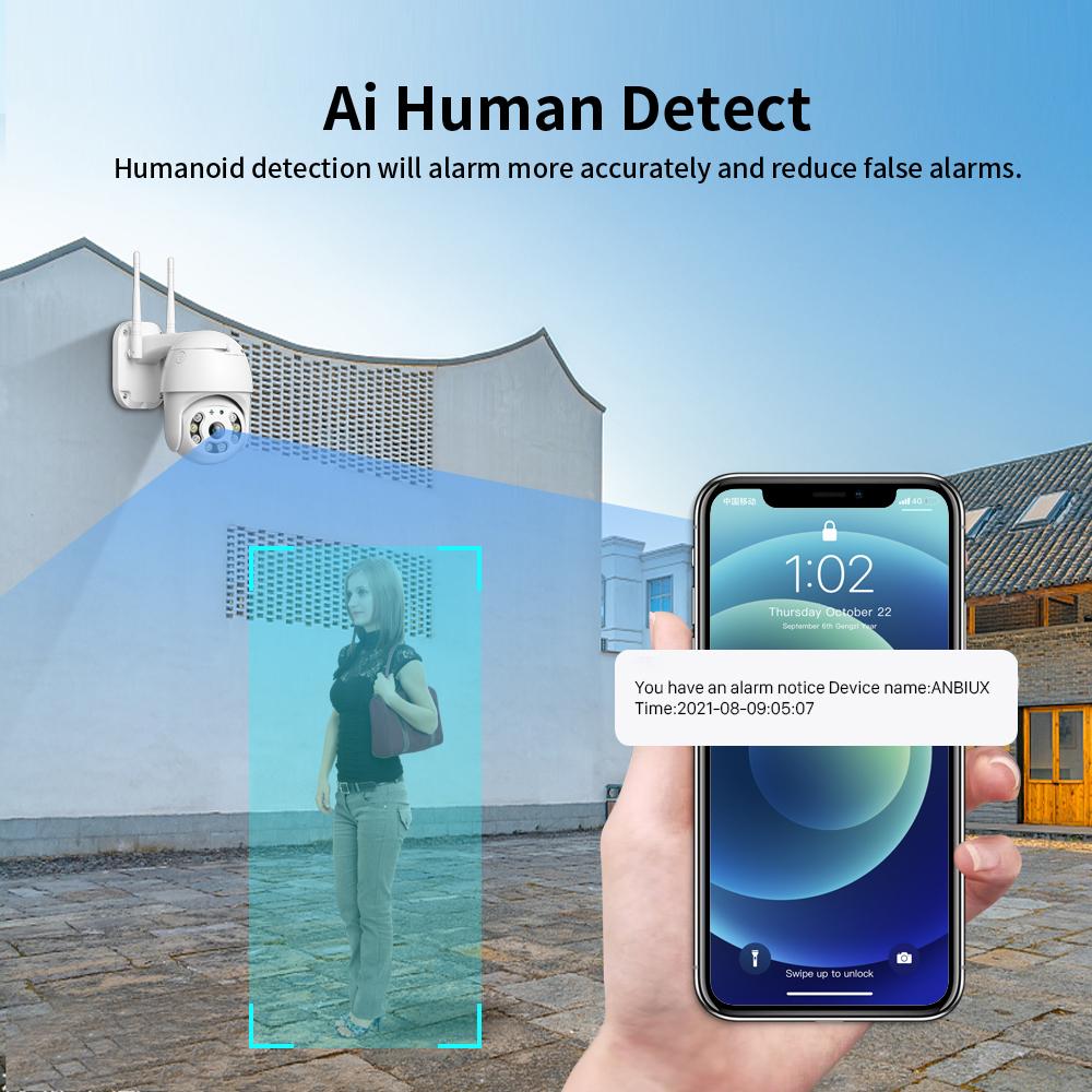 IP-камера ЕС с углом обзора 355°, 2 МП, 1080P, уличная IP65, водонепроницаемая камера видеонаблюдения, защита безопасности, AI, обнаружение человека, беспроводная связь, Wi-Fi, H.265, наблюдение CamearAA