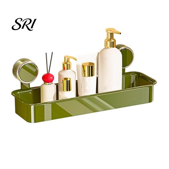Bathroom Storage Organizer Rack with Suction Cup No-Drill Design Strong Toiletry Basket Load-Bearing Non-Slip Wall for Kitchen Damage-free