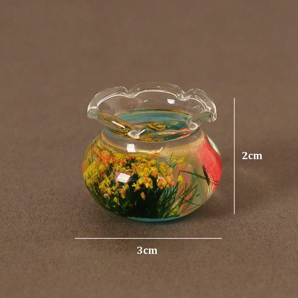 3*2cm 1/12 Fish Tank Plastic Fish Tank Bowl Dollhouse Decals 1/6 1/12 Dollhouse Decoration