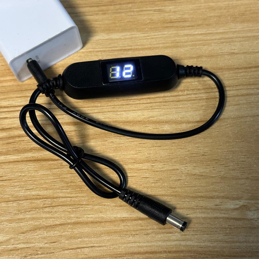 Универсальный кабель питания USB C на 2В-12В 5,5x2,1 мм с дисплеем выходного напряжения для радио, светодиодной лампы, игрушки, сфигмоманометра