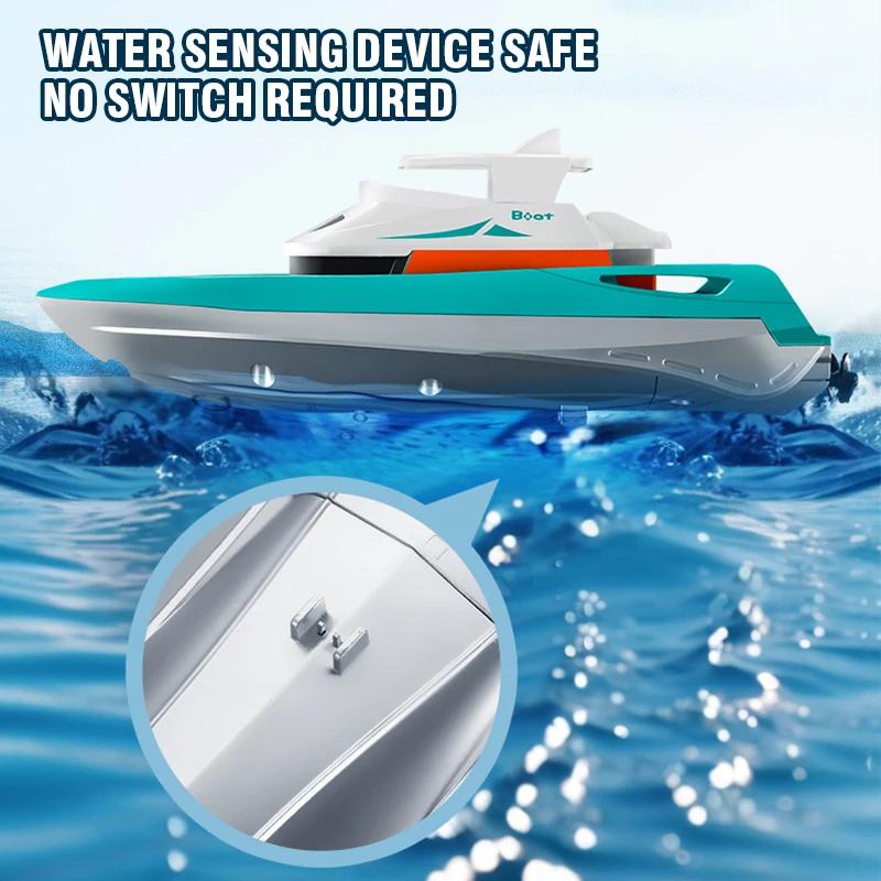Non-Toxic 1/32 Mini Remote Control Boat Pocket Rc Boat Ship With Dual Propellers Waterproof Anti-Collision Led Light Speedboat Toy For Kid