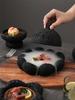 Black Cement Tableware Dinner Plate stone Sashimi sushi Disc Dry Ice Tray Plate Dessert Plates Dim Sum Dish Steak Plates Bowl