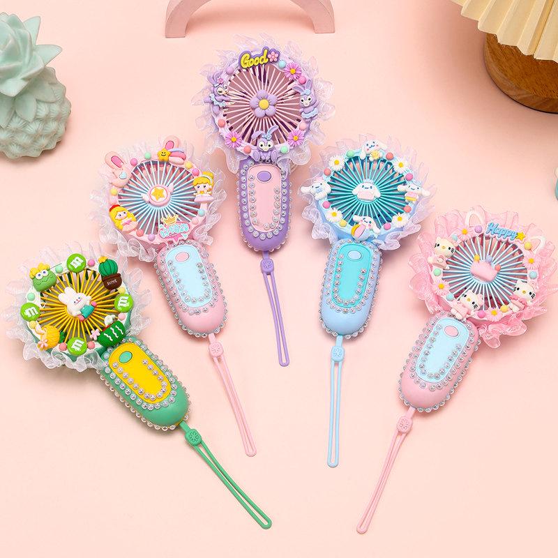 Children's DIY Mini Portable Fan Kit - Cream Glue & USB Handmade Handheld Fan