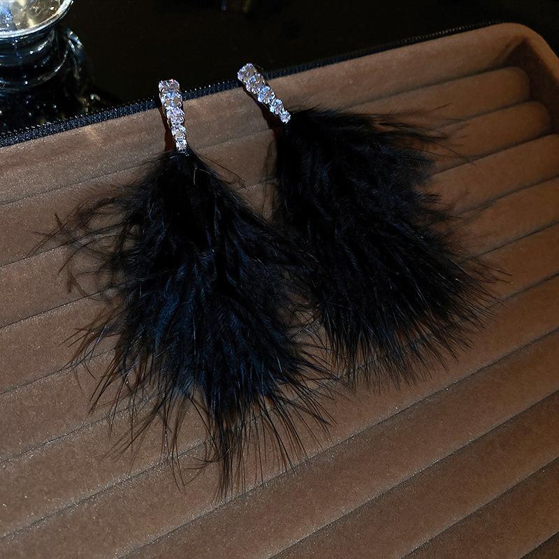 «Серьги-кисточки с серебряными иглами и бриллиантами — геометрический дизайн, преувеличенное заявление для женщин»